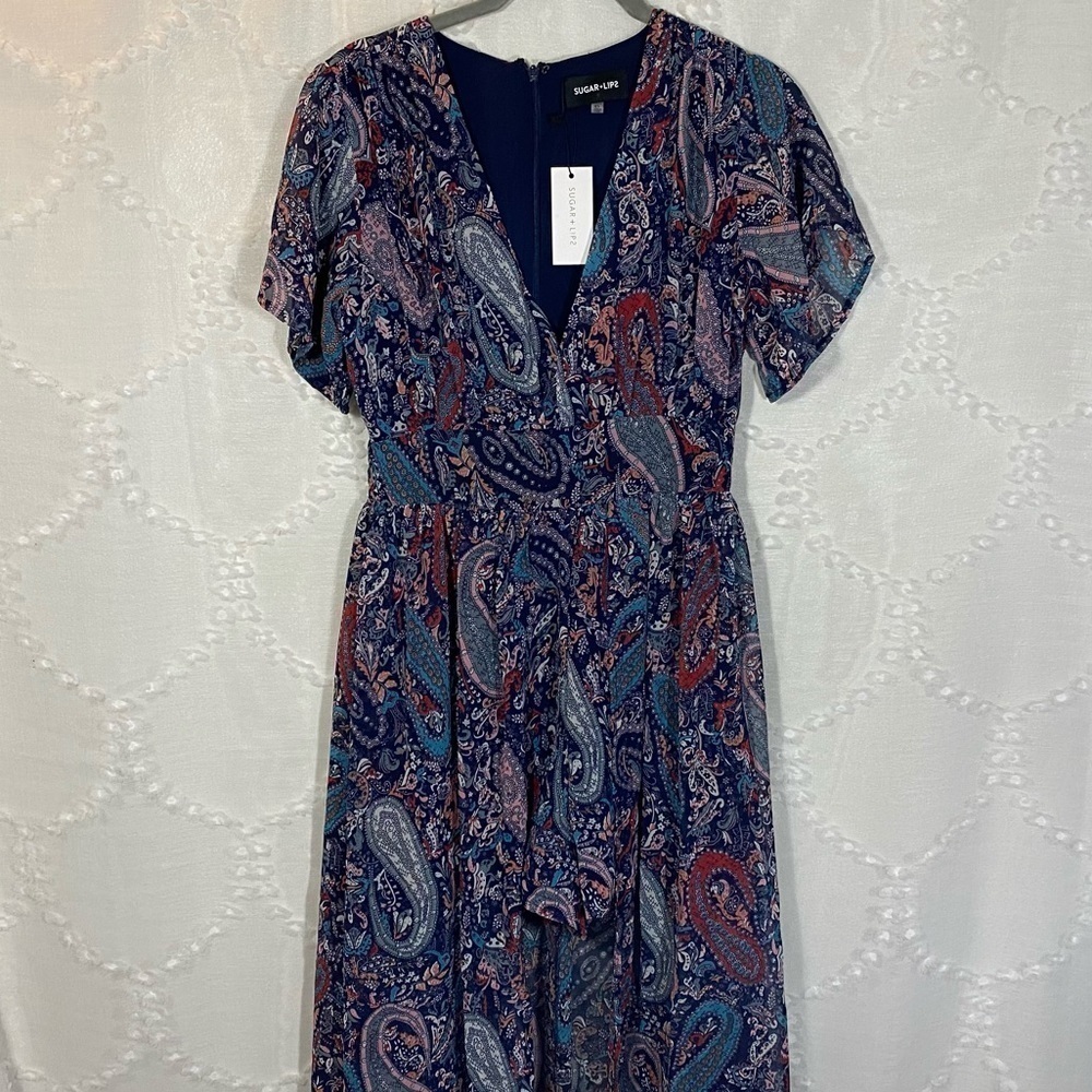 NWT Sugar + lips paisley blue romper dress size XS - Picture 5 of 10